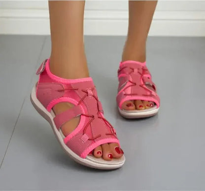 Damen-Sandalen mit offener Zehenpartie, Bungee-Kordelzug und Fersenriemen-Footwear for women-Alpenkind