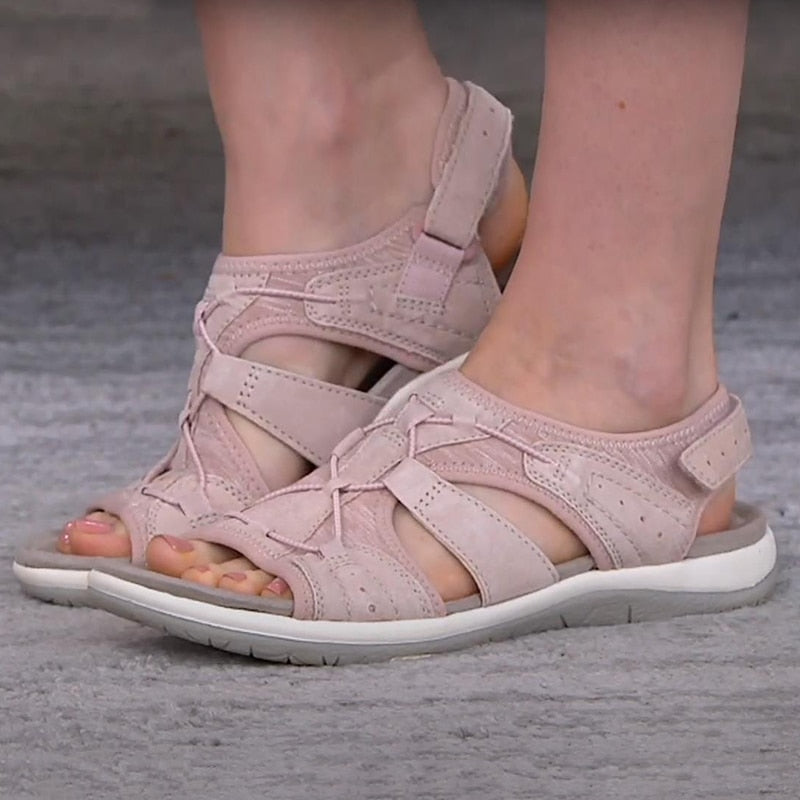 Damen-Sandalen mit offener Zehenpartie, Bungee-Kordelzug und Fersenriemen-Footwear for women-Alpenkind