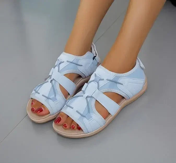 Damen-Sandalen mit offener Zehenpartie, Bungee-Kordelzug und Fersenriemen-Footwear for women-Alpenkind