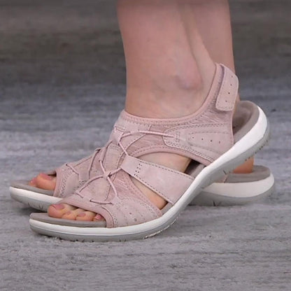 Damen-Sandalen mit offener Zehenpartie, Bungee-Kordelzug und Fersenriemen-Footwear for women-Alpenkind