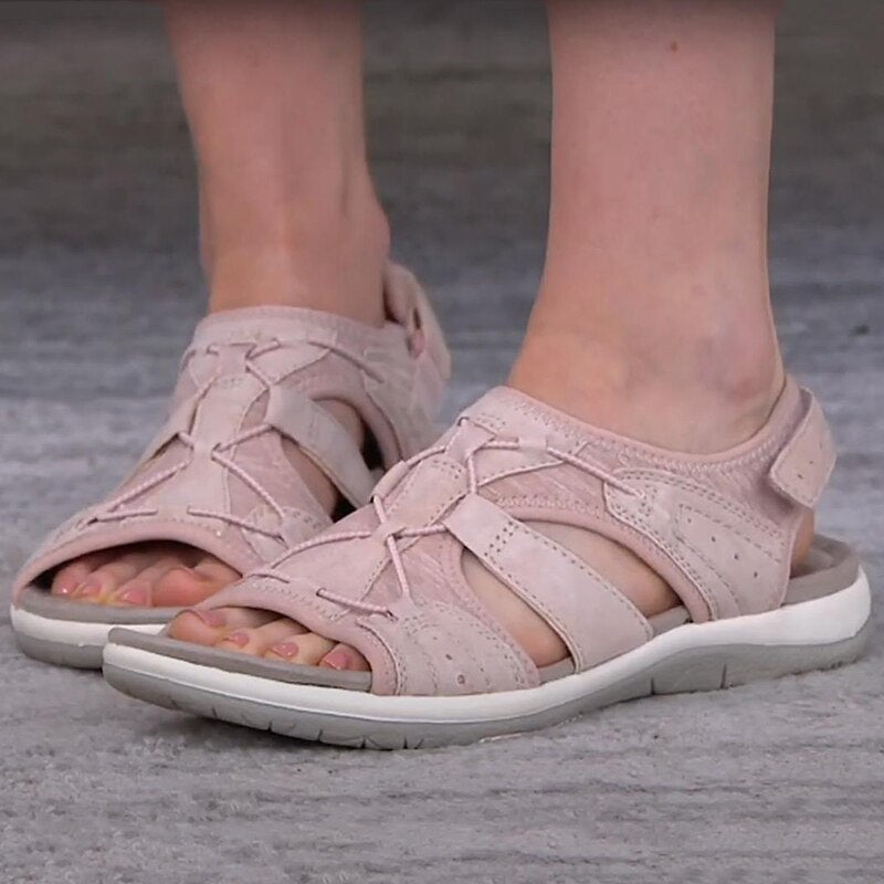 Damen-Sandalen mit offener Zehenpartie, Bungee-Kordelzug und Fersenriemen-Footwear for women-Alpenkind