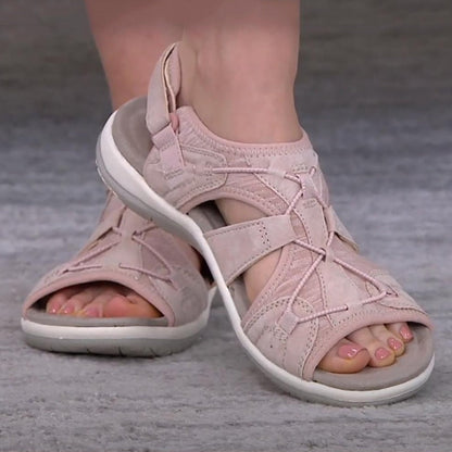 Damen-Sandalen mit offener Zehenpartie, Bungee-Kordelzug und Fersenriemen-Footwear for women-Alpenkind
