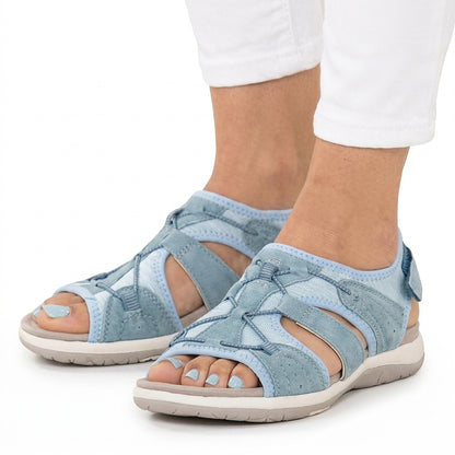 Damen-Sandalen mit offener Zehenpartie, Bungee-Kordelzug und Fersenriemen-Footwear for women-Alpenkind