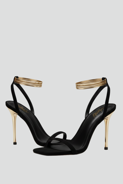 Damen Sandalen mit schmalen Riemen, offenem Zehenbereich und Wickelriemen am Knöchel-Footwear for women-Alpenkind