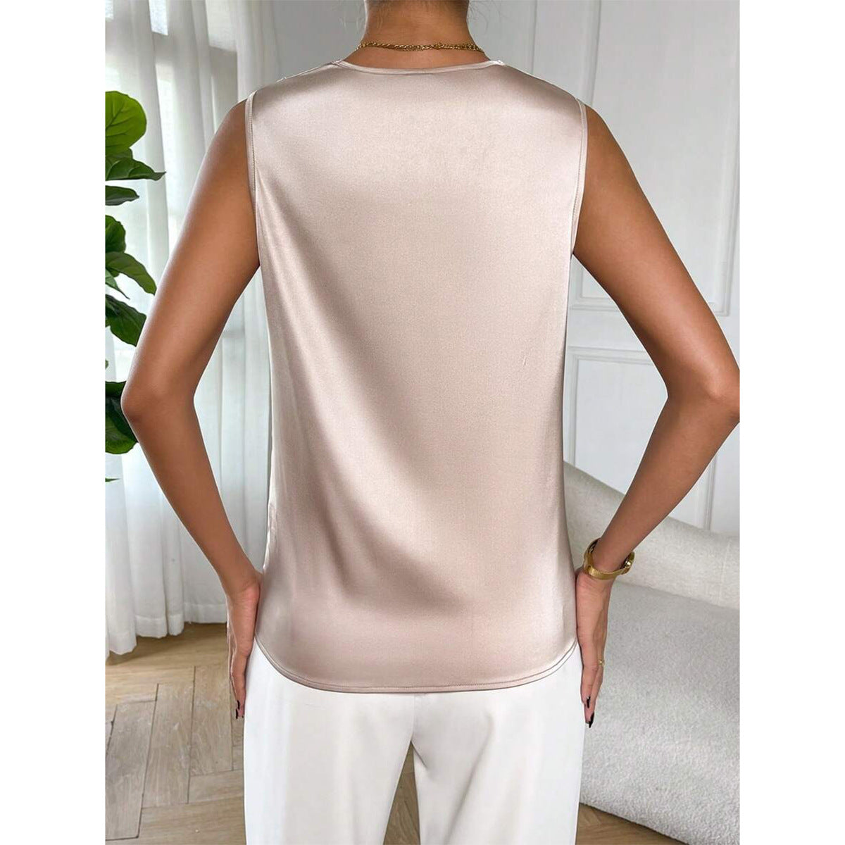 Damen Satin-Top mit Wasserfallausschnitt-Blouses for women-Alpenkind