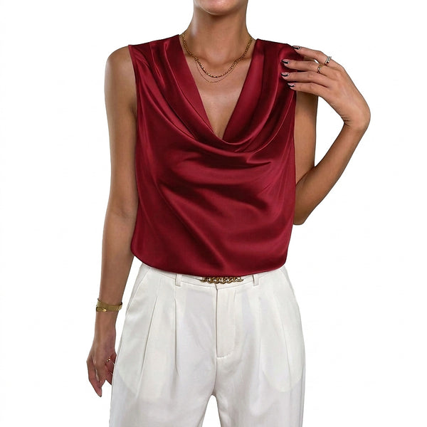 Damen Satin-Top mit Wasserfallausschnitt-Blouses for women-Alpenkind