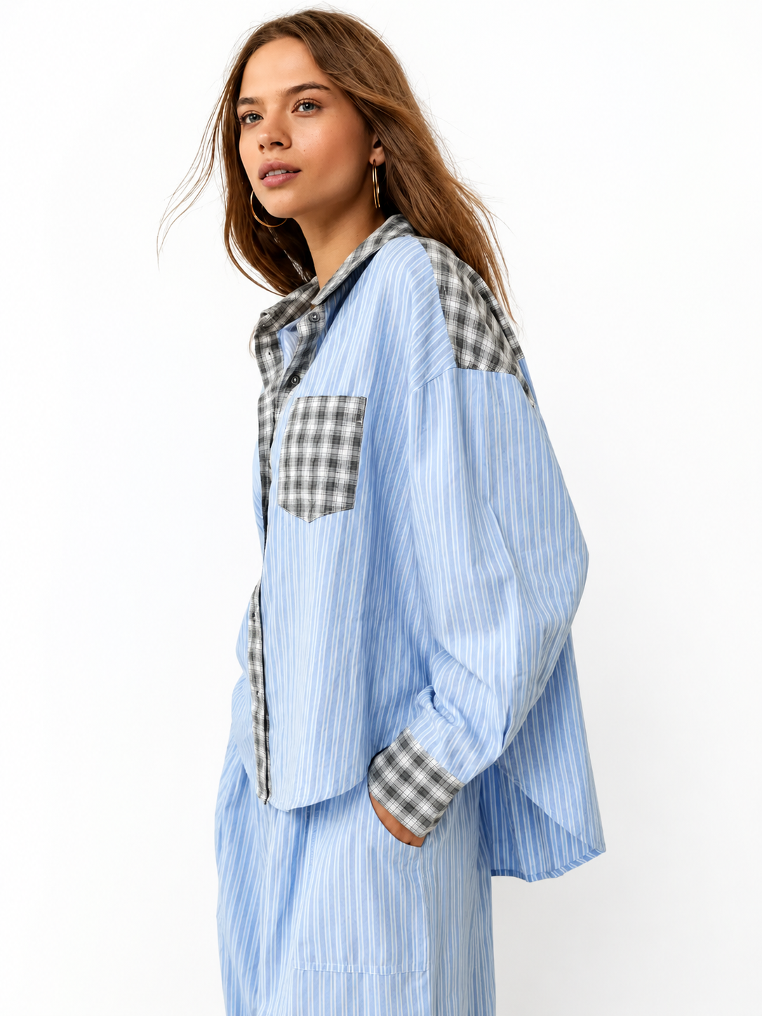 Damen Schlafanzug-Set mit Knopfhemd und elastischer Bundhose-Sets for women-Alpenkind