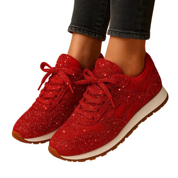 Damen Schnürsneaker mit Glitzeroberfläche-Footwear for women-Alpenkind