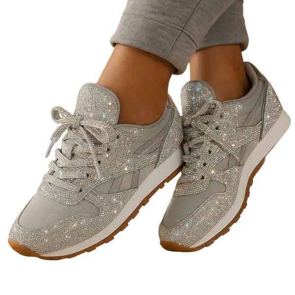 Damen Schnürsneaker mit Glitzeroberfläche-Footwear for women-Alpenkind