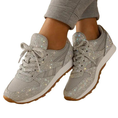 Damen Schnürsneaker mit Glitzeroberfläche-Footwear for women-Alpenkind