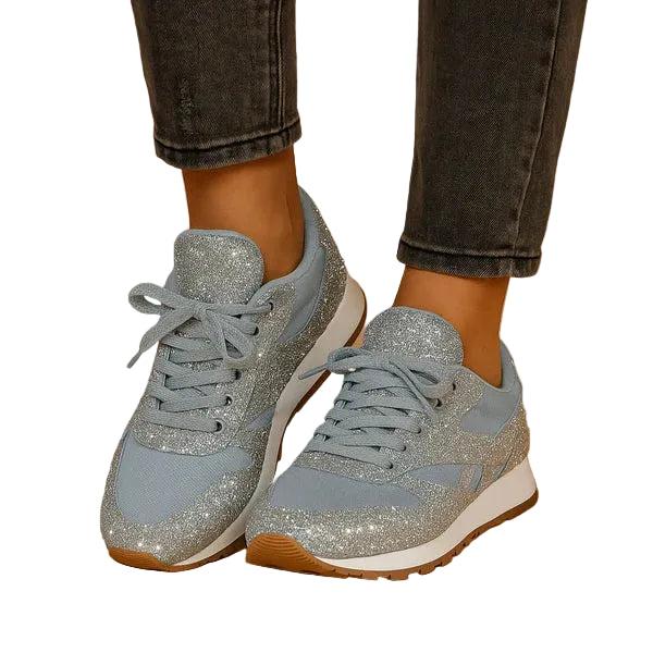 Damen Schnürsneaker mit Glitzeroberfläche-Footwear for women-Alpenkind