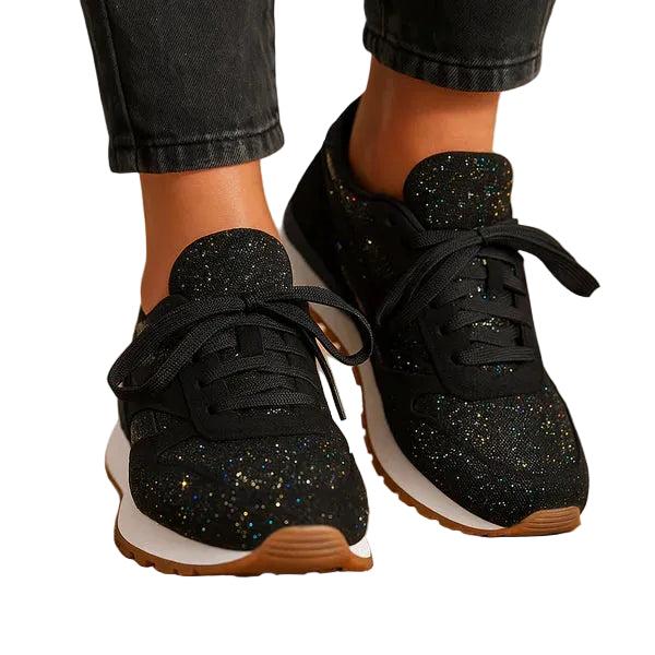 Damen Schnürsneaker mit Glitzeroberfläche-Footwear for women-Alpenkind