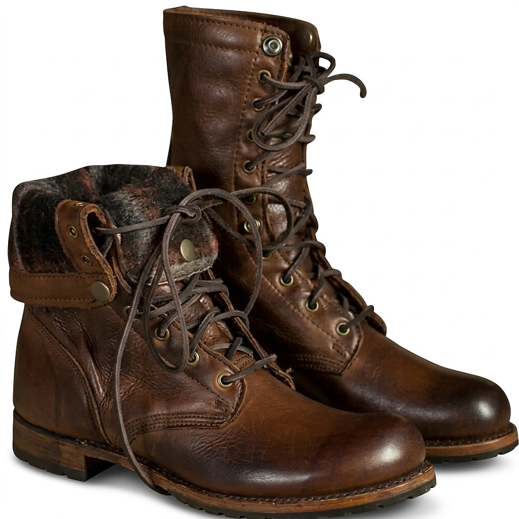 Damen-Schnürstiefeletten mit Umschlagmanschette-Footwear for women-Alpenkind