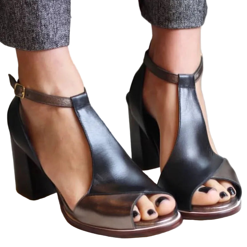 Damen Schuhe mit offener Vorderpartie und T-Riemen