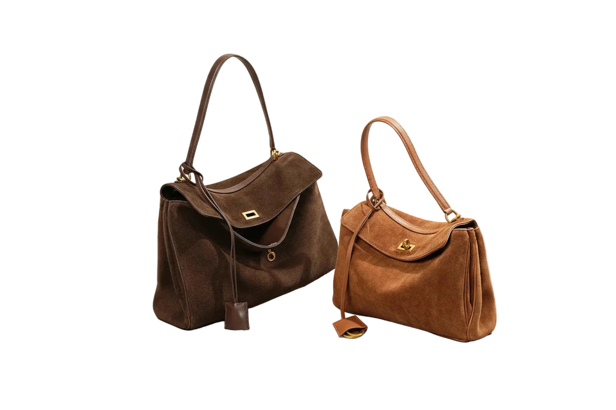 Damen Schultertasche mit Klappe und Drehverschluss