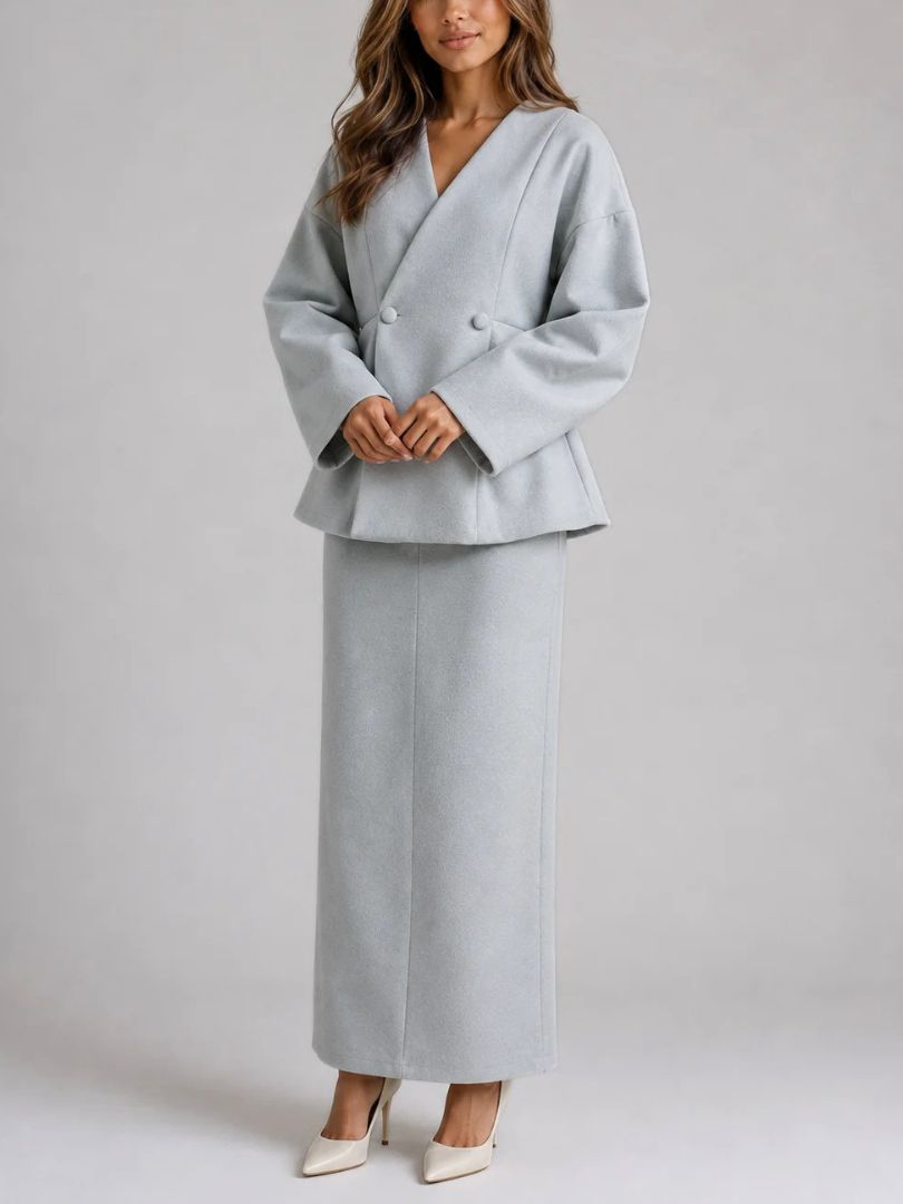 Damen-Set aus Peplum-Blazer und Maxirock-Sets for women-Alpenkind