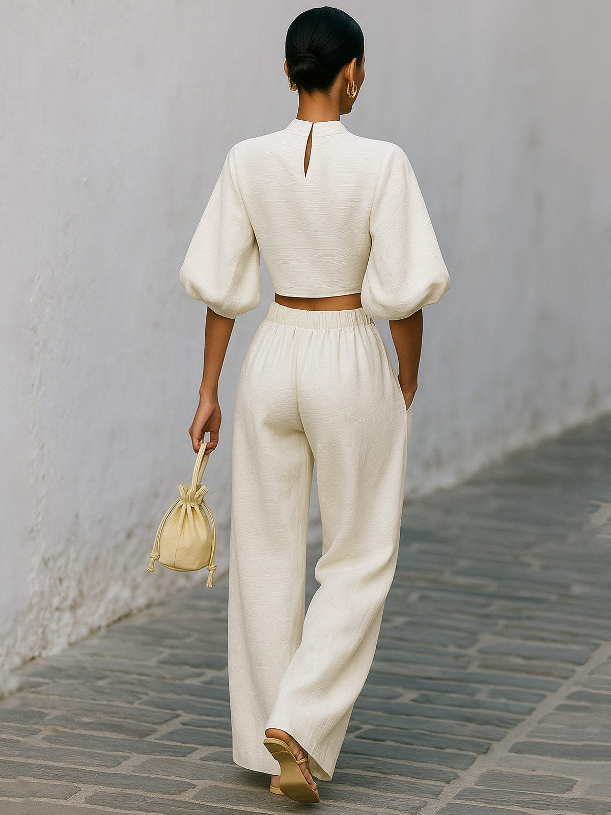 Damen Set mit kurzem Oberteil und Hose mit weitem Bein-Sets for women-Alpenkind