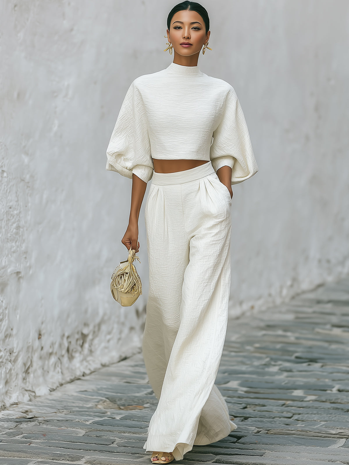 Damen Set mit kurzem Oberteil und Hose mit weitem Bein-Sets for women-Alpenkind