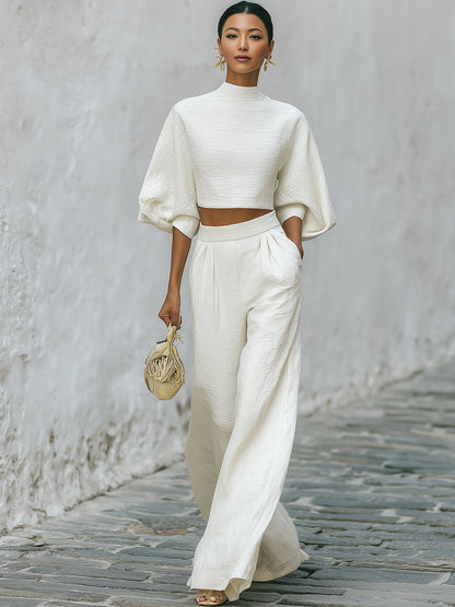 Damen Set mit kurzem Oberteil und Hose mit weitem Bein-Sets for women-Alpenkind