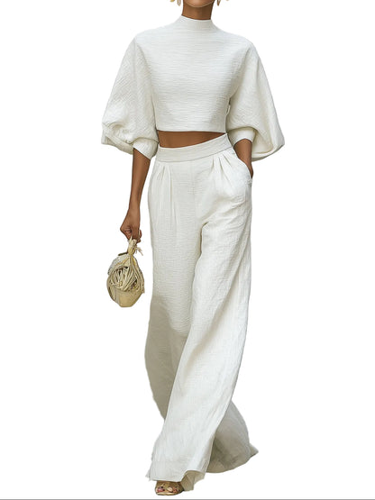 Damen Set mit kurzem Oberteil und Hose mit weitem Bein-Sets for women-Alpenkind