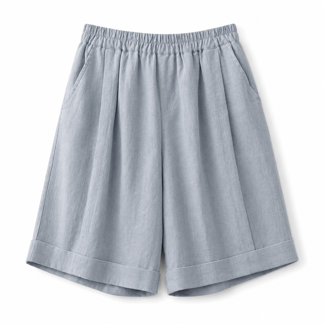 Damen Shorts mit elastischem Bund, umgeschlagenem Saum und Seitentaschen-Shorts for women-Alpenkind