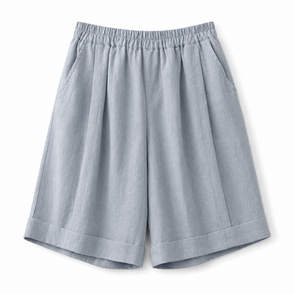Damen Shorts mit elastischem Bund, umgeschlagenem Saum und Seitentaschen-Shorts for women-Alpenkind