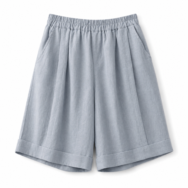 Damen Shorts mit elastischem Bund, umgeschlagenem Saum und Seitentaschen-Shorts for women-Alpenkind