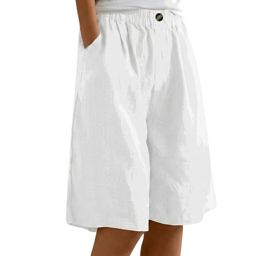 Damen Shorts mit elastischem Bund und Knopf und weitem Bein-Shorts for women-Alpenkind