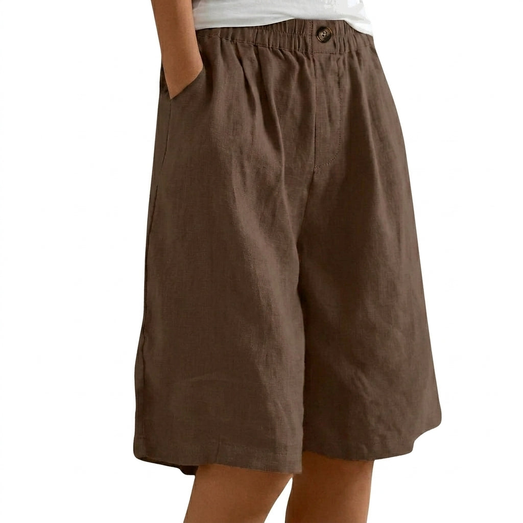 Damen Shorts mit elastischem Bund und Knopf und weitem Bein-Shorts for women-Alpenkind