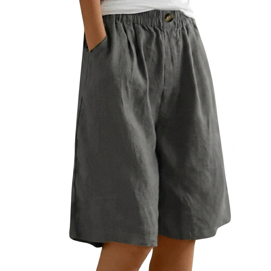 Damen Shorts mit elastischem Bund und Knopf und weitem Bein-Shorts for women-Alpenkind
