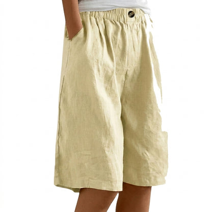 Damen Shorts mit elastischem Bund und Knopf und weitem Bein-Shorts for women-Alpenkind