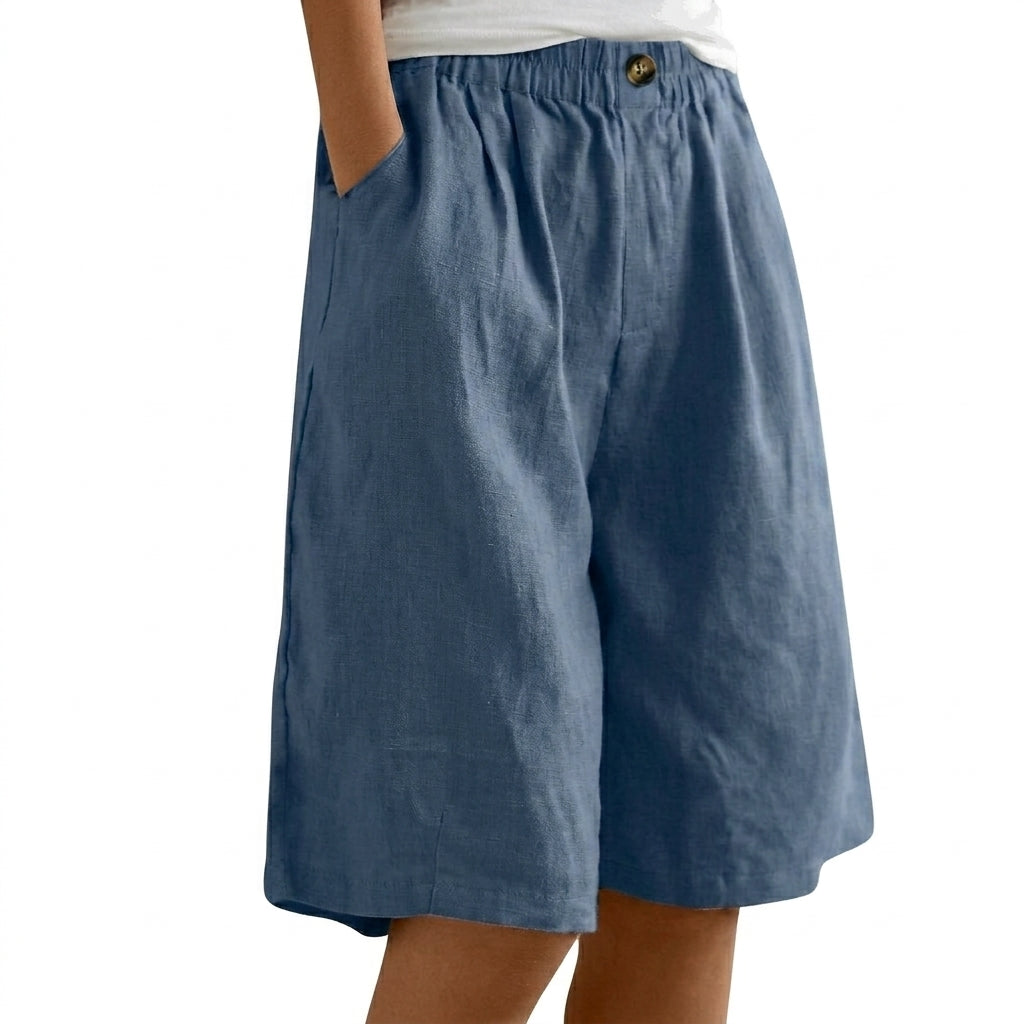 Damen Shorts mit elastischem Bund und Knopf und weitem Bein-Shorts for women-Alpenkind