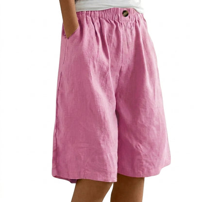 Damen Shorts mit elastischem Bund und Knopf und weitem Bein-Shorts for women-Alpenkind
