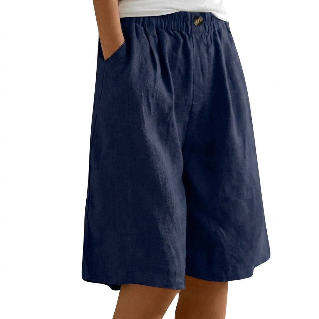 Damen Shorts mit elastischem Bund und Knopf und weitem Bein-Shorts for women-Alpenkind