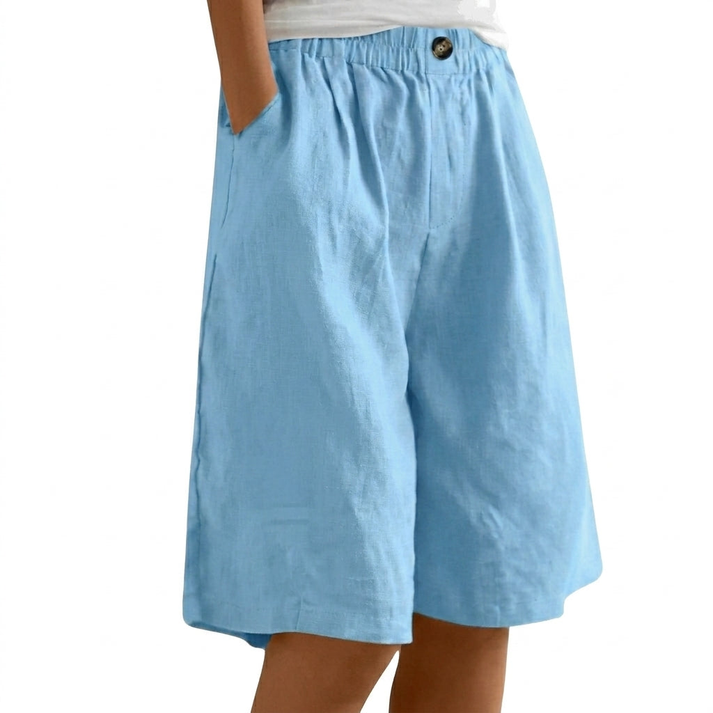 Damen Shorts mit elastischem Bund und Knopf und weitem Bein-Shorts for women-Alpenkind