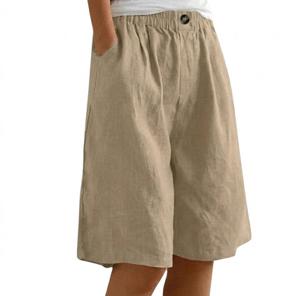 Damen Shorts mit elastischem Bund und Knopf und weitem Bein-Shorts for women-Alpenkind