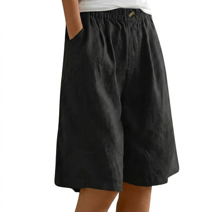 Damen Shorts mit elastischem Bund und Knopf und weitem Bein-Shorts for women-Alpenkind