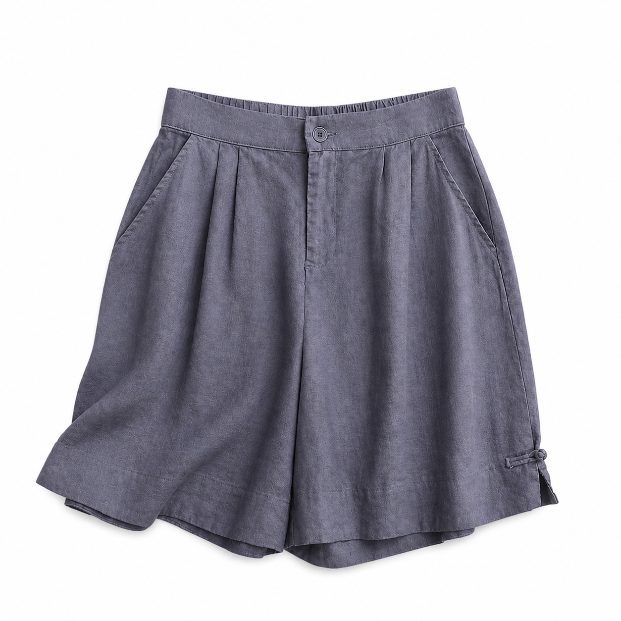 Damen Shorts mit hohem Bund, Knopfverschluss, Falten und Seitentaschen-Shorts for women-Alpenkind