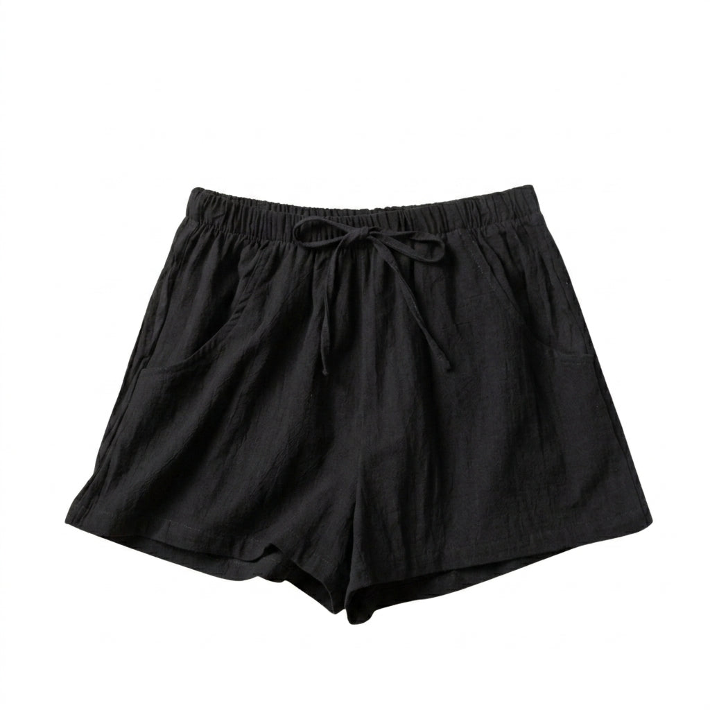 Damen-Shorts mit hohem Bund, Kordelzug und Seitentaschen-Shorts for women-Alpenkind