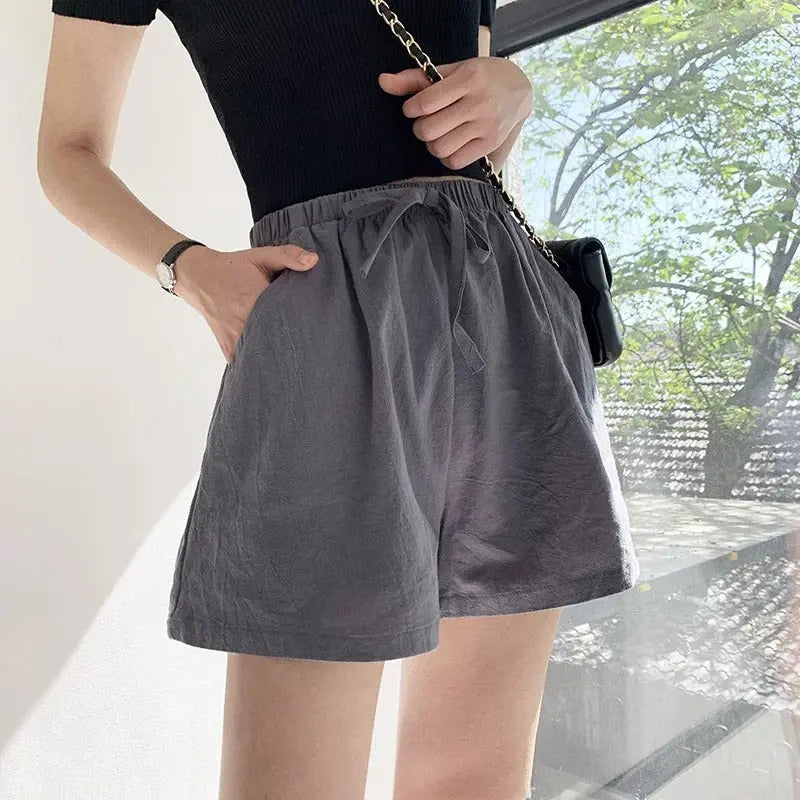 Damen-Shorts mit hohem Bund, Kordelzug und Seitentaschen-Shorts for women-Alpenkind