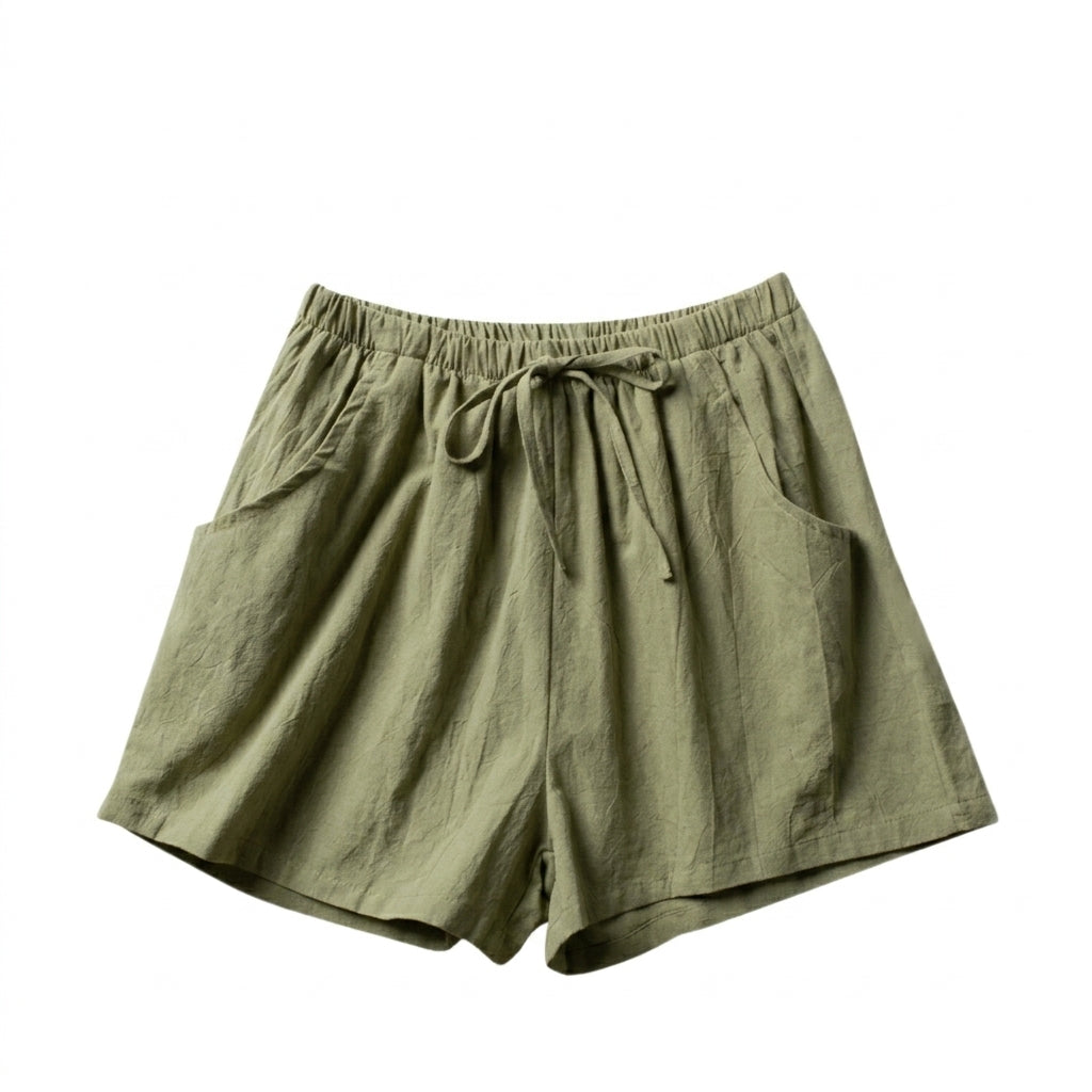 Damen-Shorts mit hohem Bund, Kordelzug und Seitentaschen-Shorts for women-Alpenkind