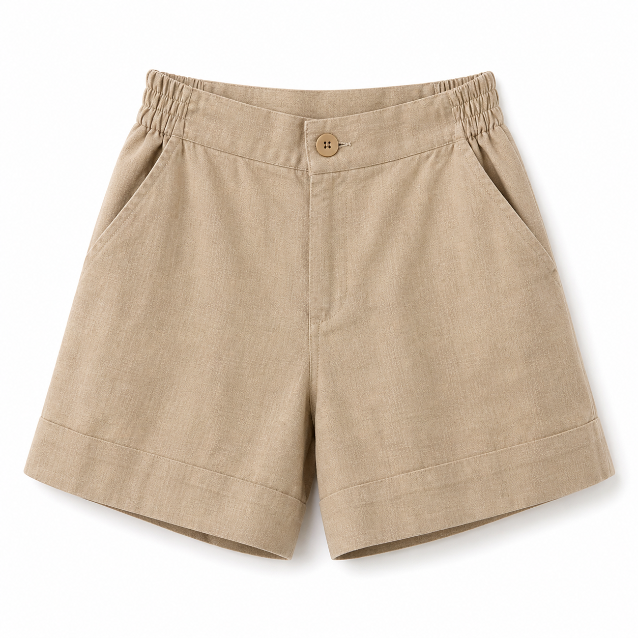 Damen Shorts mit hohem Bund und elastischem Rückenbund sowie Knopfverschluss-Shorts for women-Alpenkind