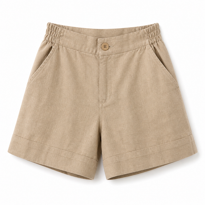 Damen Shorts mit hohem Bund und elastischem Rückenbund sowie Knopfverschluss-Shorts for women-Alpenkind