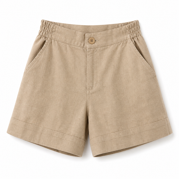 Damen Shorts mit hohem Bund und elastischem Rückenbund sowie Knopfverschluss-Shorts for women-Alpenkind