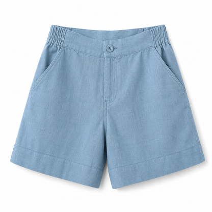 Damen Shorts mit hohem Bund und elastischem Rückenbund sowie Knopfverschluss-Shorts for women-Alpenkind