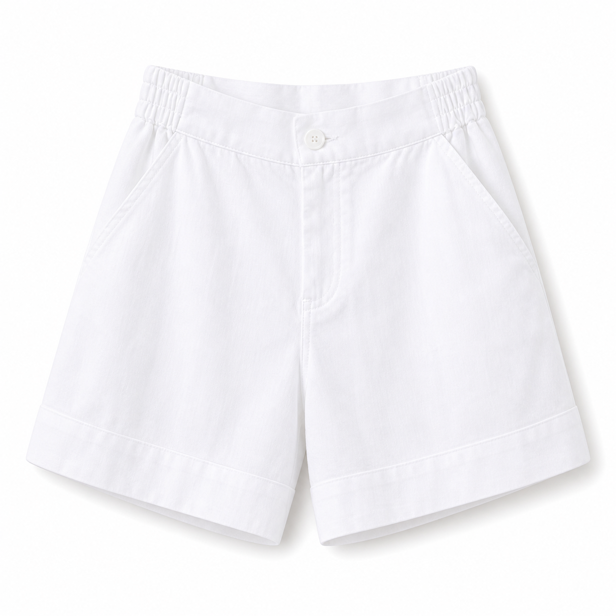 Damen Shorts mit hohem Bund und elastischem Rückenbund sowie Knopfverschluss-Shorts for women-Alpenkind