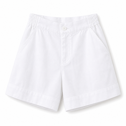 Damen Shorts mit hohem Bund und elastischem Rückenbund sowie Knopfverschluss-Shorts for women-Alpenkind