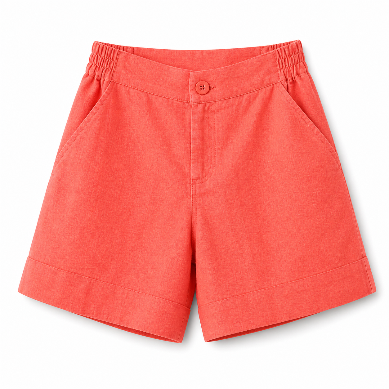 Damen Shorts mit hohem Bund und elastischem Rückenbund sowie Knopfverschluss-Shorts for women-Alpenkind