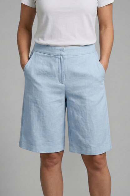 Damen-Shorts mit hoher Taille, knielang mit schrägen Taschen-Shorts for women-Alpenkind