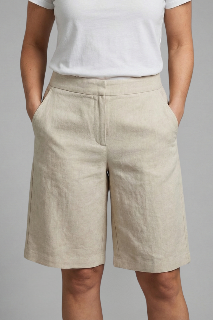 Damen-Shorts mit hoher Taille, knielang mit schrägen Taschen-Shorts for women-Alpenkind